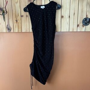 Camila Coelho Black Asymmetrical Velour Metallic Dress